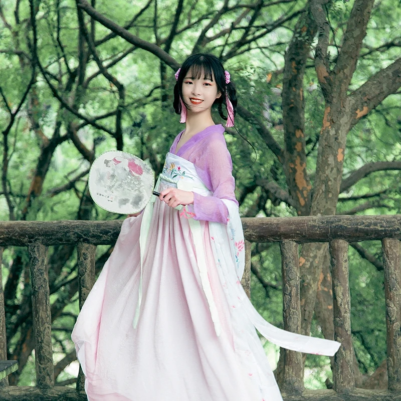 Женская юбка на талии в китайском стиле с вышивкой Hanfu студенческое платье одежда