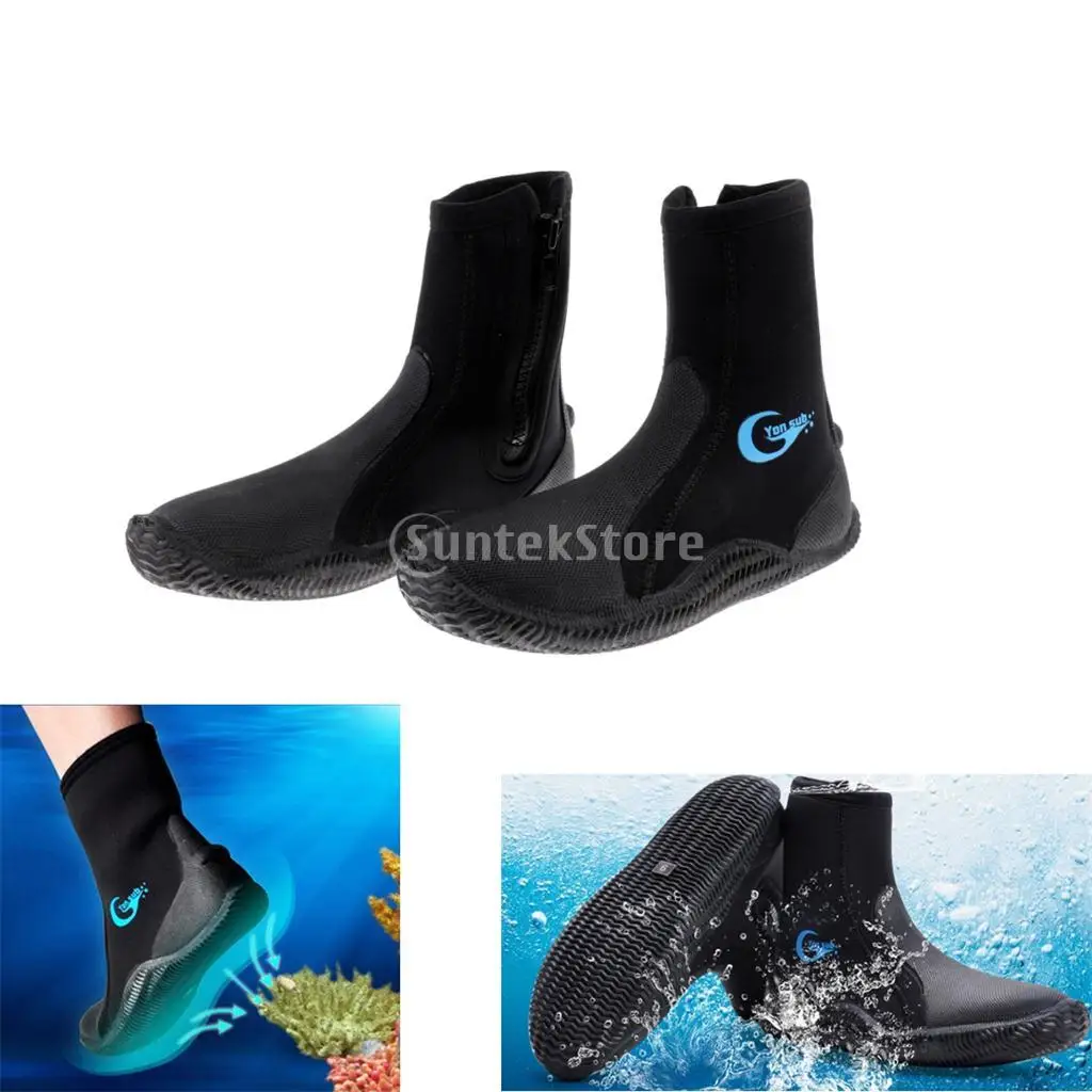 

5mm Neoprene Scuba Diving Wetsuit Zipper Boots Anti-slip Warm Shoes Snorkeling Surfing Fishing Winter Water Sports Swimming Fins