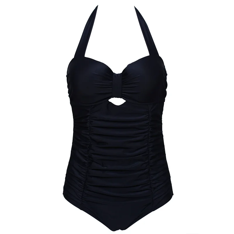 Trangel 2018 Sexy Solid Bikini Women's Push Up One Piece Swimwear Ruched Swimsuit Plus Size Bathing Suits Beach Wear | Спорт и