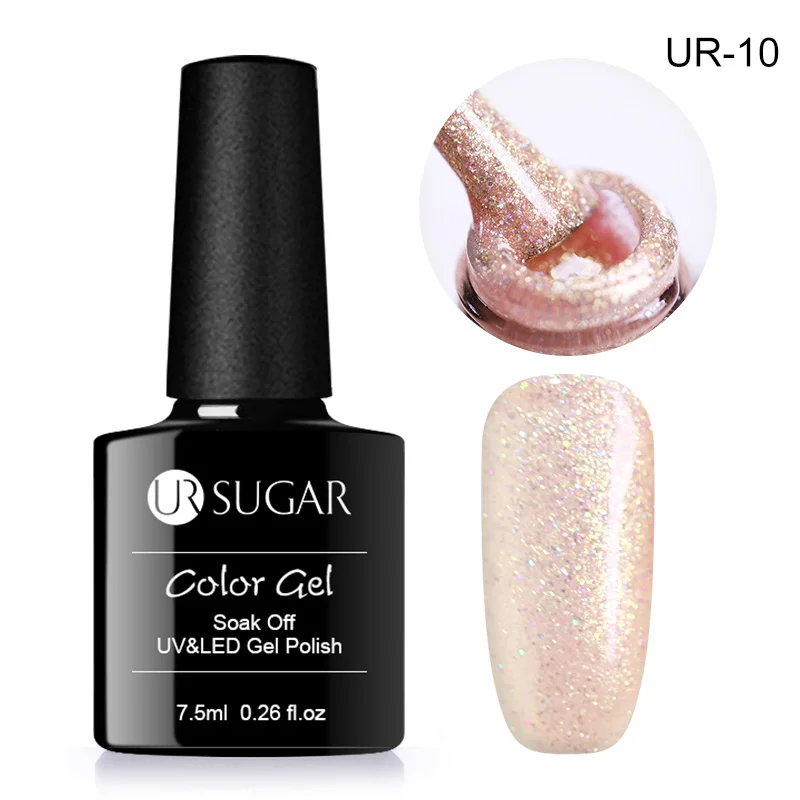 Glitter10 Ur Sugar 7,5 мл голографический Желейный Гель-лак летний розовый цветной Блестящий Кристальный гель впитывающий ногти УФ Гель-лак для ногтей лак - Цвет: Glitter10