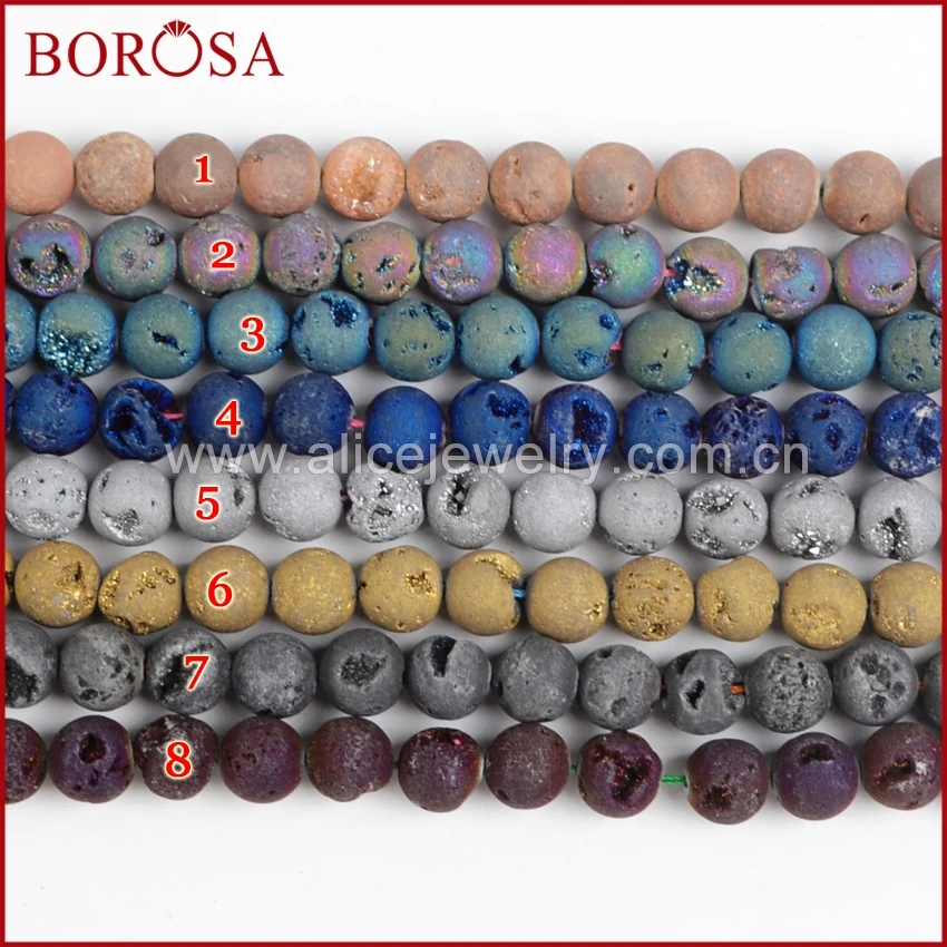 Оптовая продажа 12 мм Круглый Радужный цвет натуральный камень BOROSA титановая