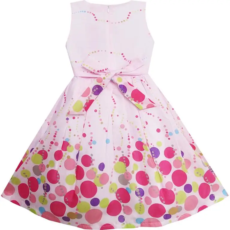 Girls Dress Colorful Dot 3 Flower Green Belt Party Birthday Children 2020 Summer Princess Wedding Size 4-12 Carnival Vestidos | Детская