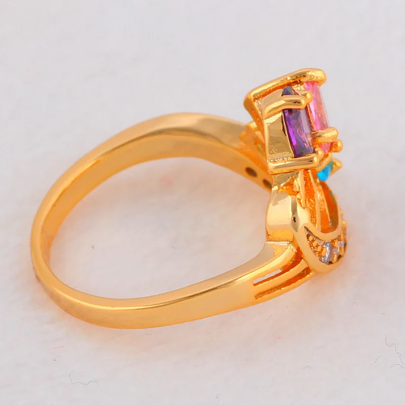 Rolilason высокое качество Лидер продаж Мода Кольца для женщин Радуга Мистик Циркон