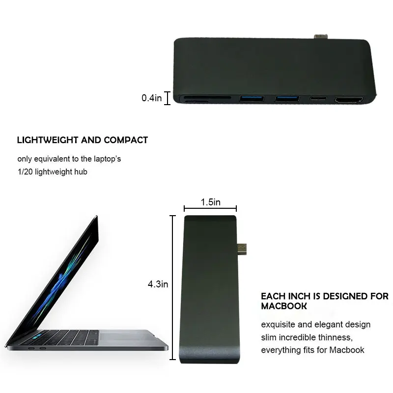 Kobwa Type-C 3.1 USB C Adapter SD/TF Card Reader Multifunction Type To Hdmi 4k Usb-C Female Cable For Macbook Pro |