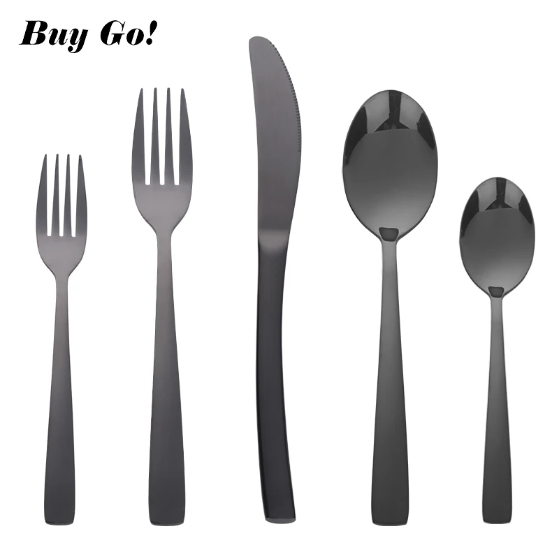 20 pieces Black Cutlery Set Stainless Steel Knife Forks Tablespoons Dinnerware TablewareDinnerware Tableware Silverware Sets Wed