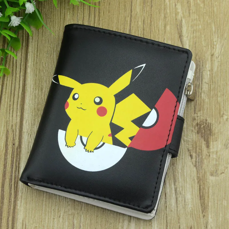 Pocket Monster Сказочный хвост аниме кожаный кошелек черный цвет Кнопка Кошелек для женщин и мужчин крутой мешок денег 3D цветной с принтом для подарка - Цвет: Pocket Monster