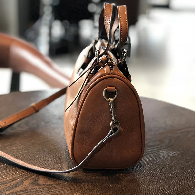 PNDME vintage fashion simple soft genuine leather ladies handbag designer handmade cowhide women's shoulder crossbody bags