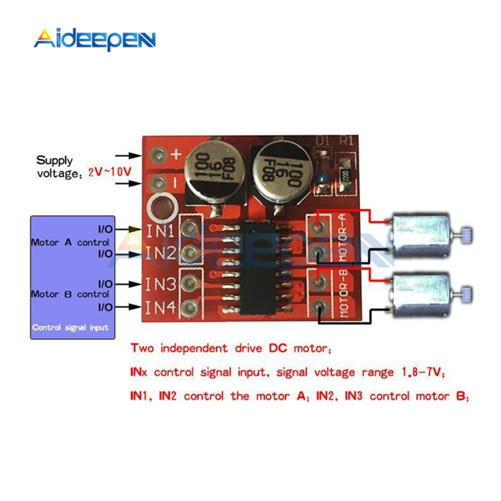 2Pcs L298N DC Motor Drive Module 1.5A 2 Way Reversing PWM Speed Dual H Bridge Stepper Mini Victory | Обустройство дома