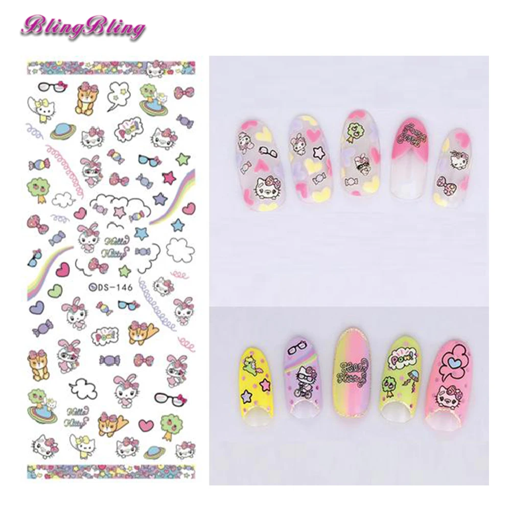 1PCS Kids Nail Sticker Cartoon Art Decoration Rainbow Umbrella Transfer Foil Tip Accessories Tattoo | Красота и здоровье