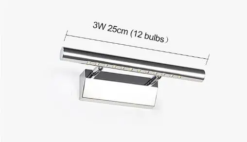 3W 25cm 3W/5 Вт/7 Вт светодиодный настенный светильник, зеркало для ванной комнаты, теплый белый/белый, настенный светильник, светильники из алюминия и нержавеющей стали с переключателем - Цвет абажура: 3W 25cm