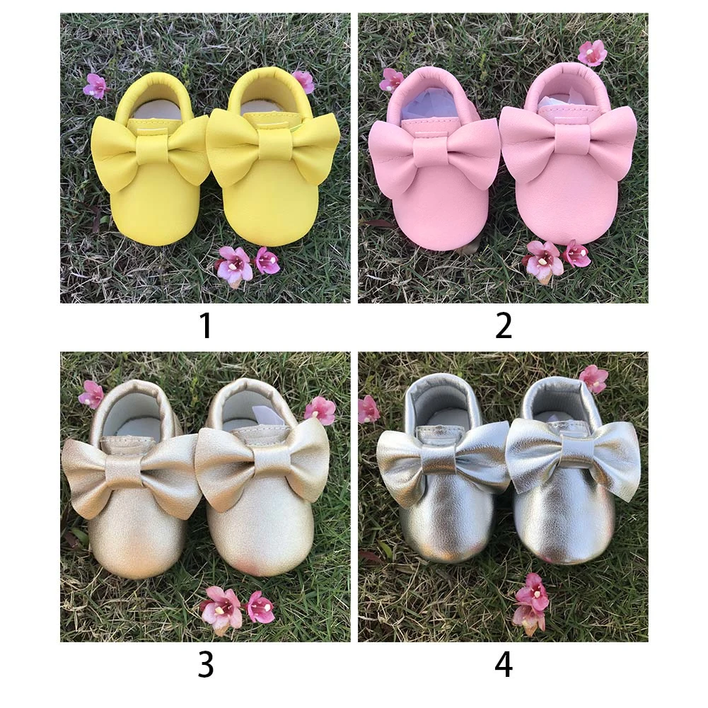 Милые детские Прогулочные кроссовки кожаная обувь для девочек с бантиком на