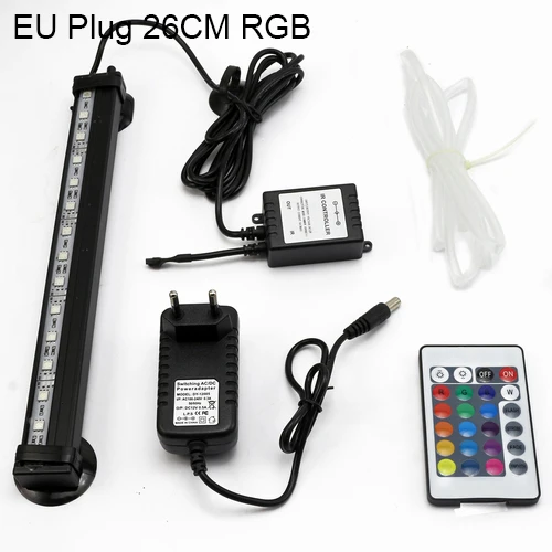 12-46 см, 5050 RGB светодиодный светильник для аквариума, погружной светильник для аквариума, лампа для кислородных пузырей, ЕС, США, штепсельная вилка - Цвет: EU Plug 26 CM
