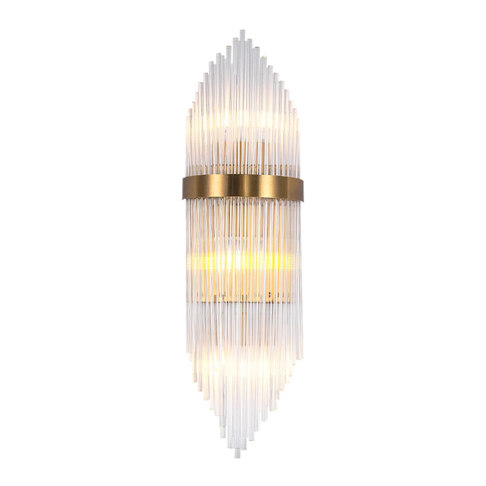 

Modern light luxury wall lamp living room wall lamp simple American metal crystal lamp hotel bedroom bedside lighting fixture