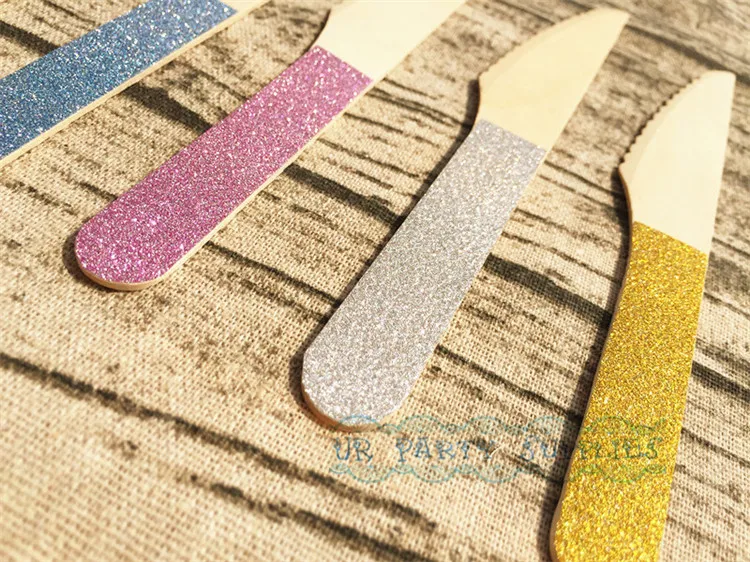 120 шт. розовые деревянные вилки ложки ножи для девочек блестящая розовая