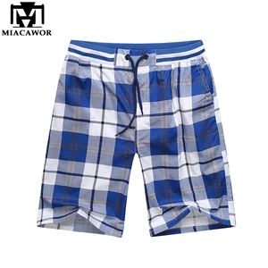 MIACAWORНовые летние модные клетчатые пляжные шорты, хлопковые повседневные мужские шорты с эластичной резинкой на талии, мужские бермуды, большие размеры K817