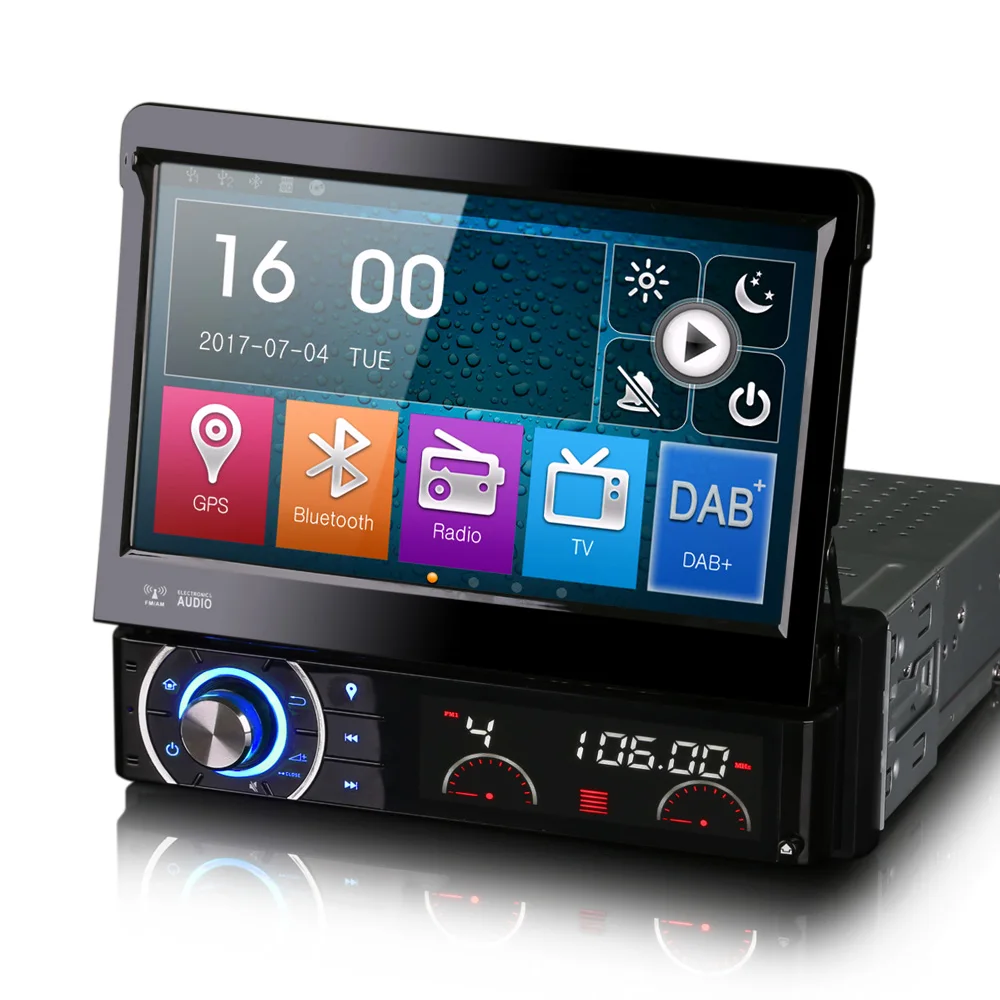 Автомобильный DVD проигрыватель 7 дюймовая однодиновая GPS навигация с выдвижным
