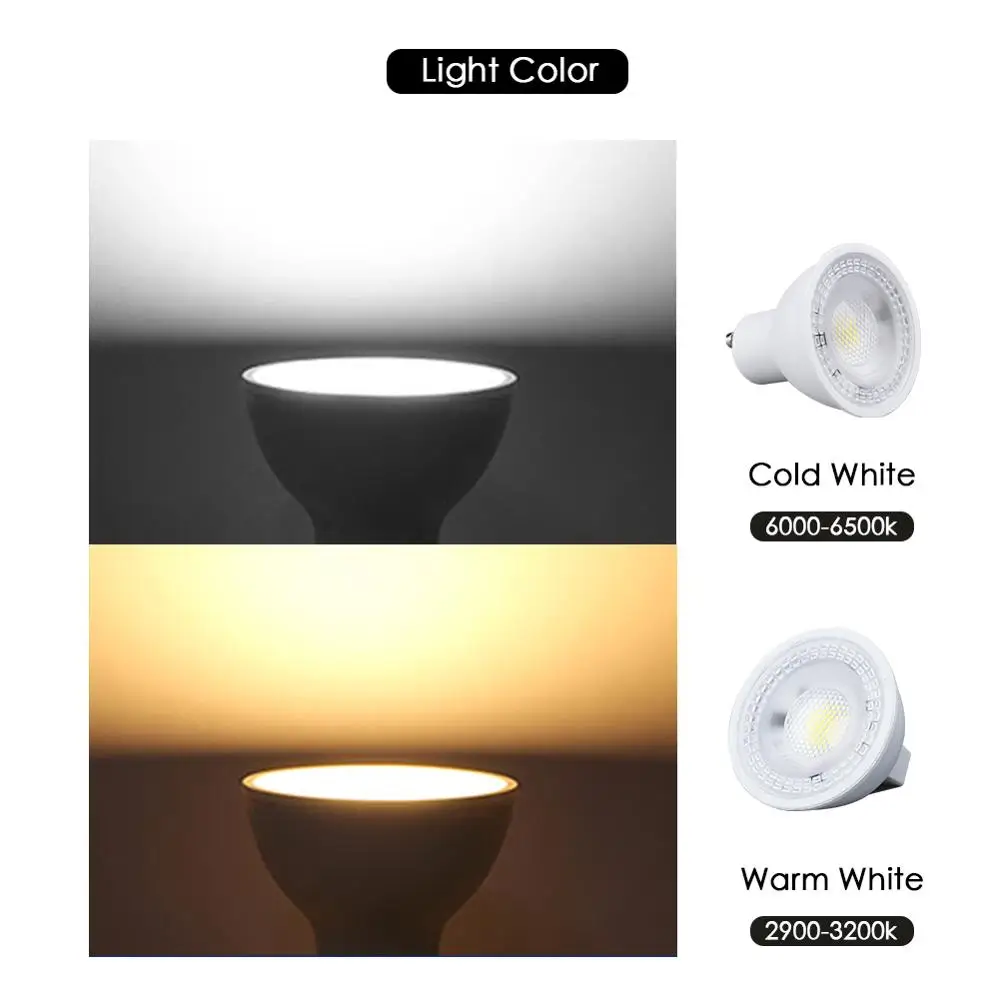 Светодиодный точечный светильник 6 Вт MR16 GU10 SMD 2835 lampara 12 В 220 в 240 энергосберегающий