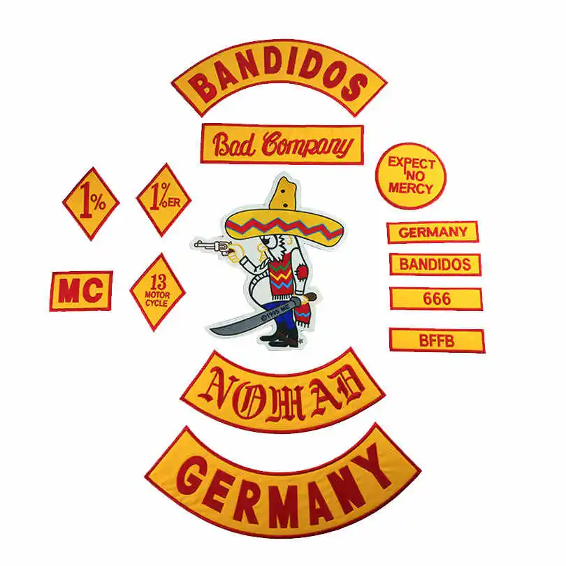 Bandidos Байкер Мотоцикл нашивки кожаный жилет куртка сзади вышивка нашивки набор свободный всадник Значок Большой для одежды - Цвет: as the picture