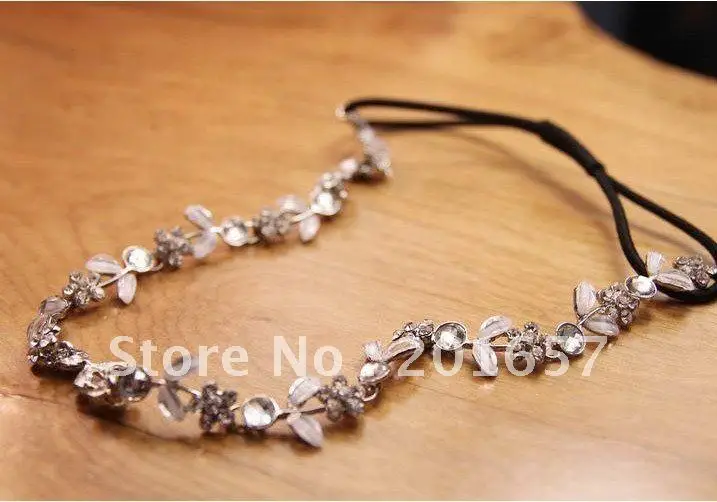 Романтическая Свадебная эластичная повязка на голову с кристаллами и листьями