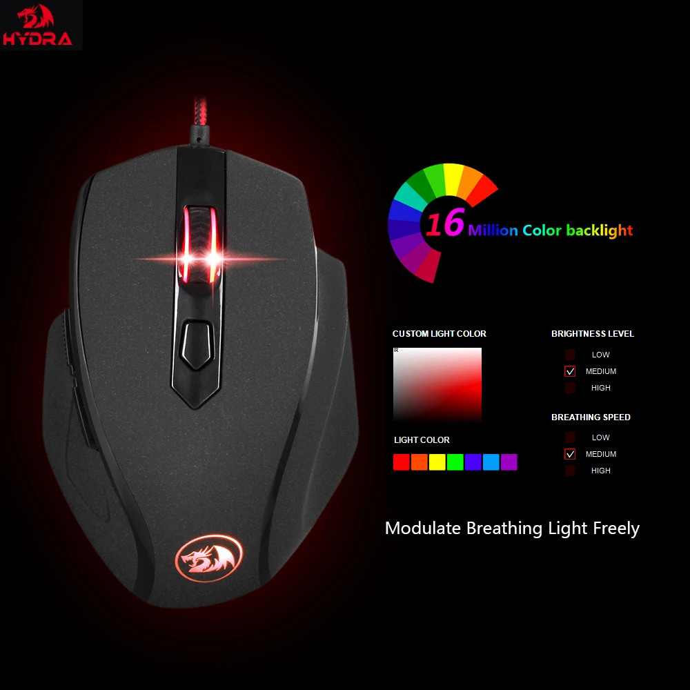 Redragon M709 Тигр Игровая мышь 10000 Точек программируемая проводная RGB LED 7 кнопок 5