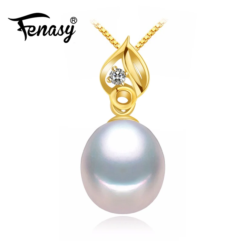 FENASY 18K Yellow Gold pendant pearl Jewelry AU750 gold heart for lovers pendants send s925 silver necklace | Украшения и