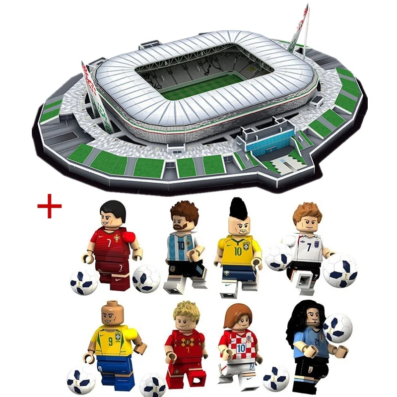 Stadio and Figure(8p Классический пазл 3D архитектура стадион Италия F. C. Алессандро футбольные стадионы игрушечные масштабные модели наборы строительный бумажный - Цвет: Stadio and Figure(8p