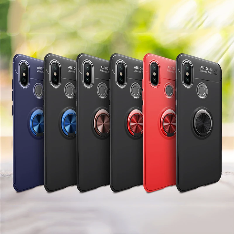 Phone Case For Redmi 7 Rotate Ring Magnetic Car Adsorption Stand Holder Cover note Mi A2 Lite MI8 Silicon |