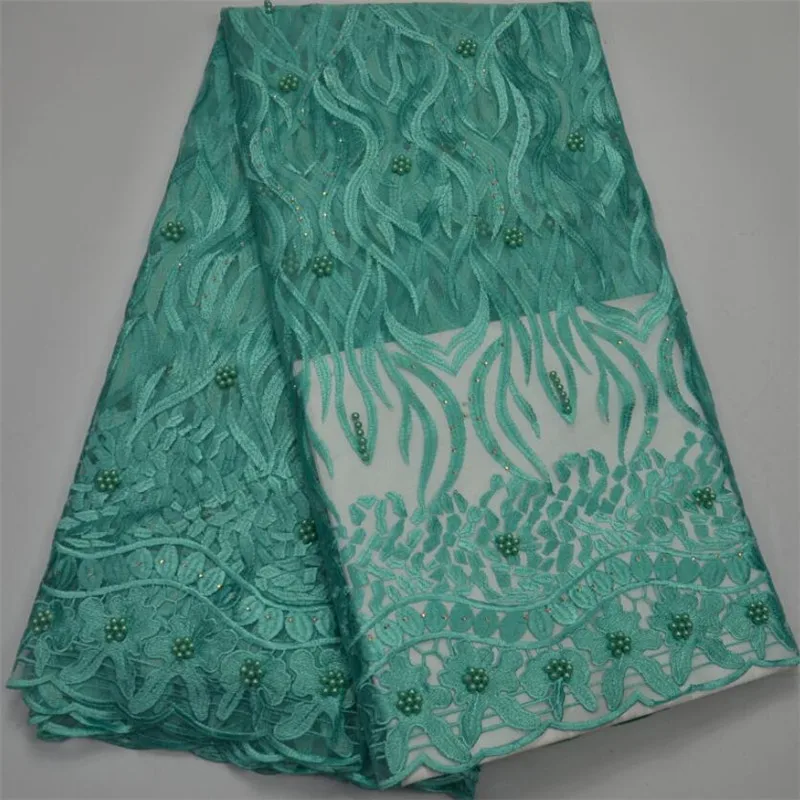 Beaded Embroidery French Lace African Mesh Fabric with Beads and Stones for Wedding Dress | Дом и сад