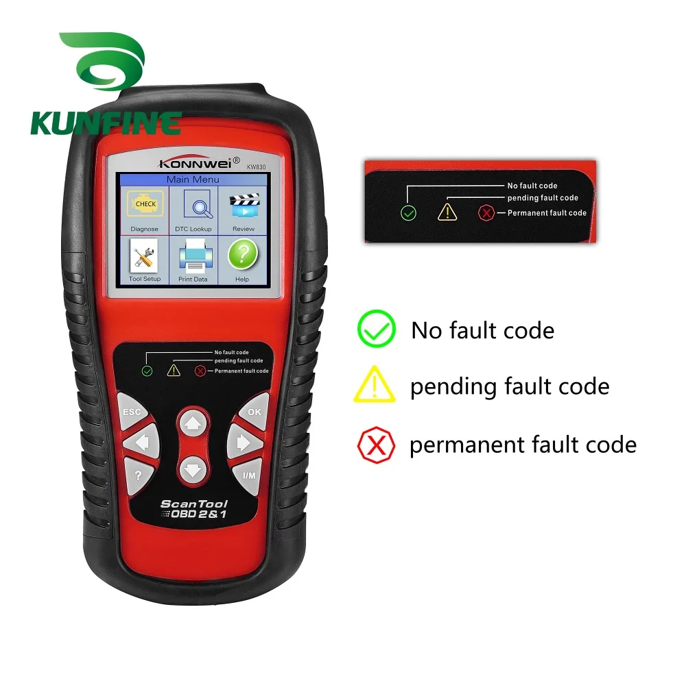 

KUNFINE KW830 OBD2/EOBD автомобильный диагностический инструмент, Автомобильный сканер OBDII, считыватель кодов ошибок лучше, чем AD510 и MS509
