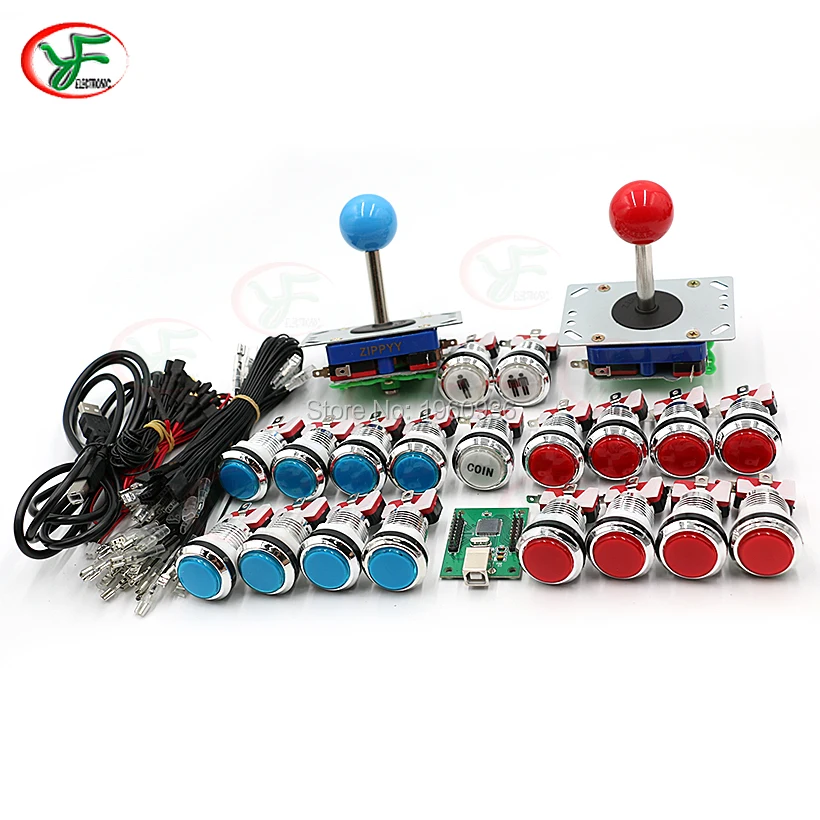 DIY Kit Zero Delay Arcade USB энкодер для ПК PS3 ZIPPY джойстик + хромированная LED подсветка кнопка
