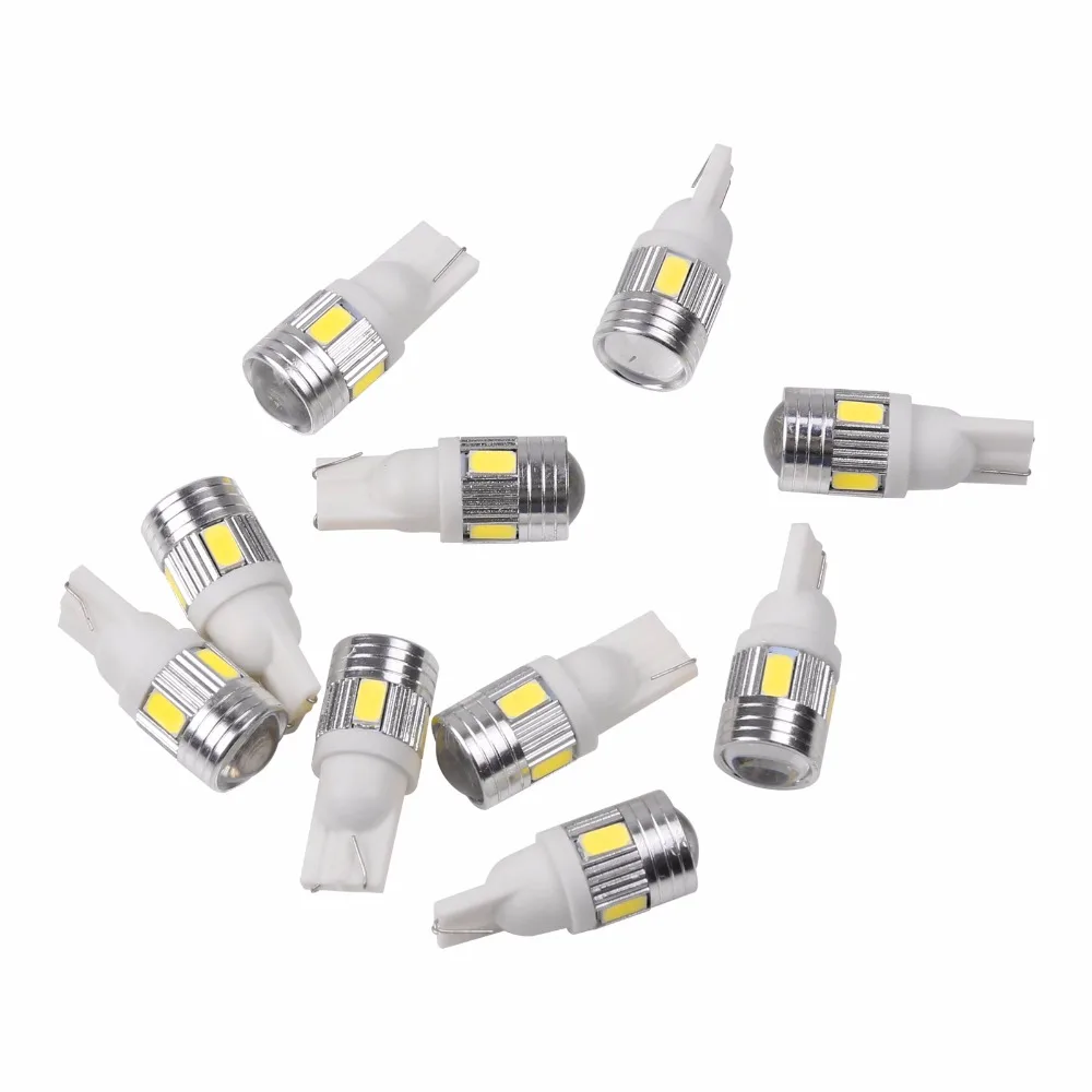 10 шт. T10 W5W 168 194 6SMD 5630 светодиодная ламсветильник с клиновидным цоколем супербелая