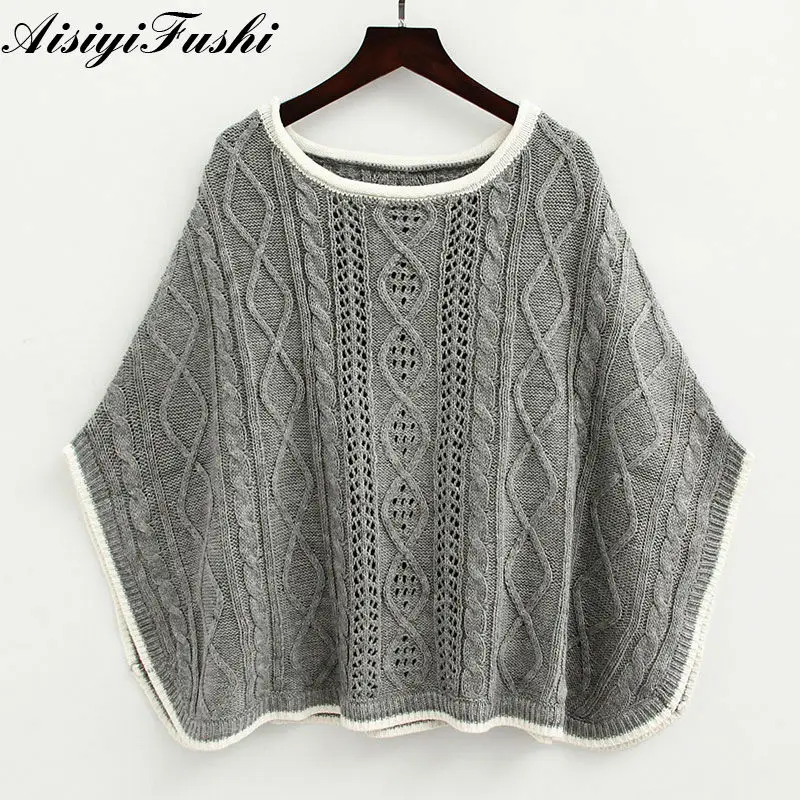 Рукав &quotлетучая мышь&quot Женская Weaters одежда трикотажный джемпер женщин пончо и