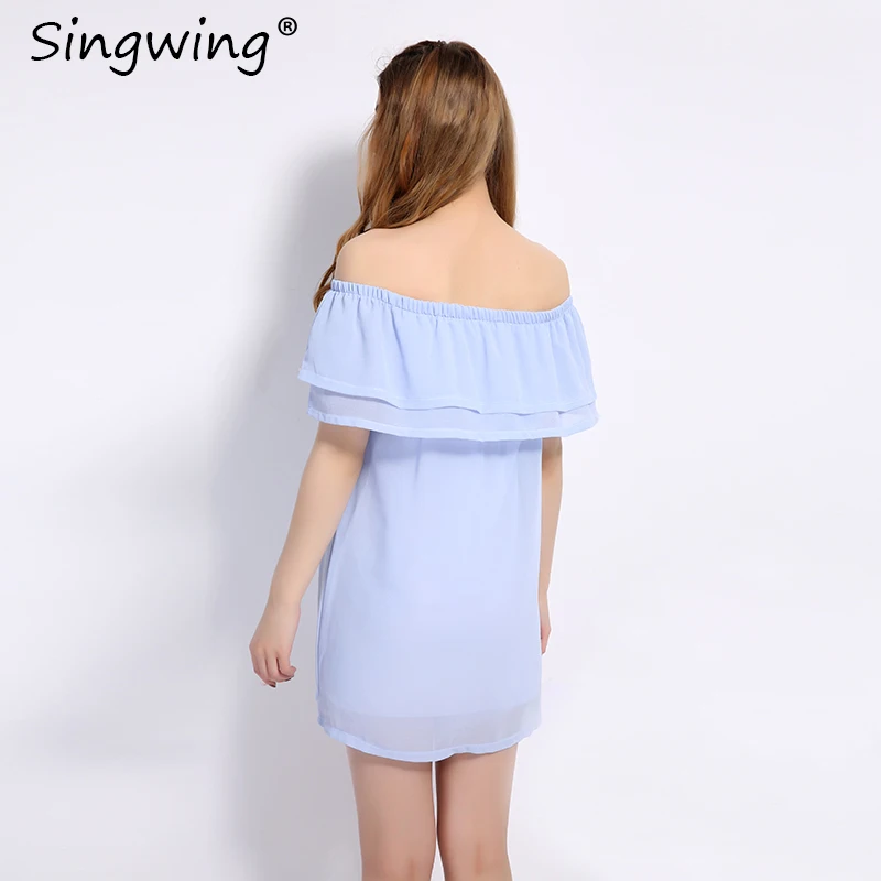 Летнее женское платье с открытыми плечами Singwing сексуальные платья воротником