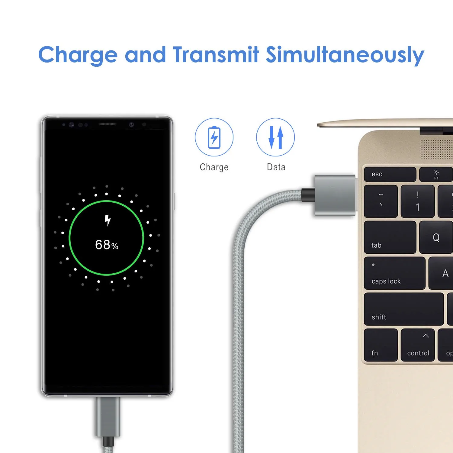 Нейлоновый плетеный кабель для быстрой зарядки Micro USB Samsung Galaxy Express 3/Amp 2/Amp Prime/Express