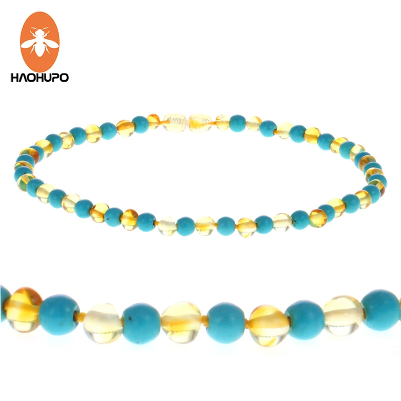 

HAOHUPO Natural Amber Necklace 12''--24'' Polished Ambar Beads Real Turquoise Baltic Amber Jewelry Supplier Necklace