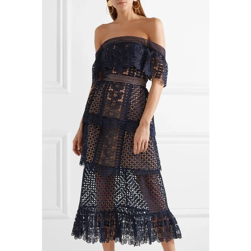 

ZAWFL Women Long Maxi dress 2020 New Sexy cutout Slash Neck Off the shoulder Ruffle Black Dress Femal Self Portrait Vestidos