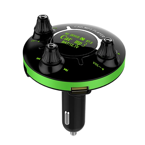JINSERTA вкл/выкл управление FM модулятор Bluetooth fm-передатчик Handsfree автомобильный комплект аудио MP3 плеер AUX Выход TF USB музыка - Название цвета: Зеленый
