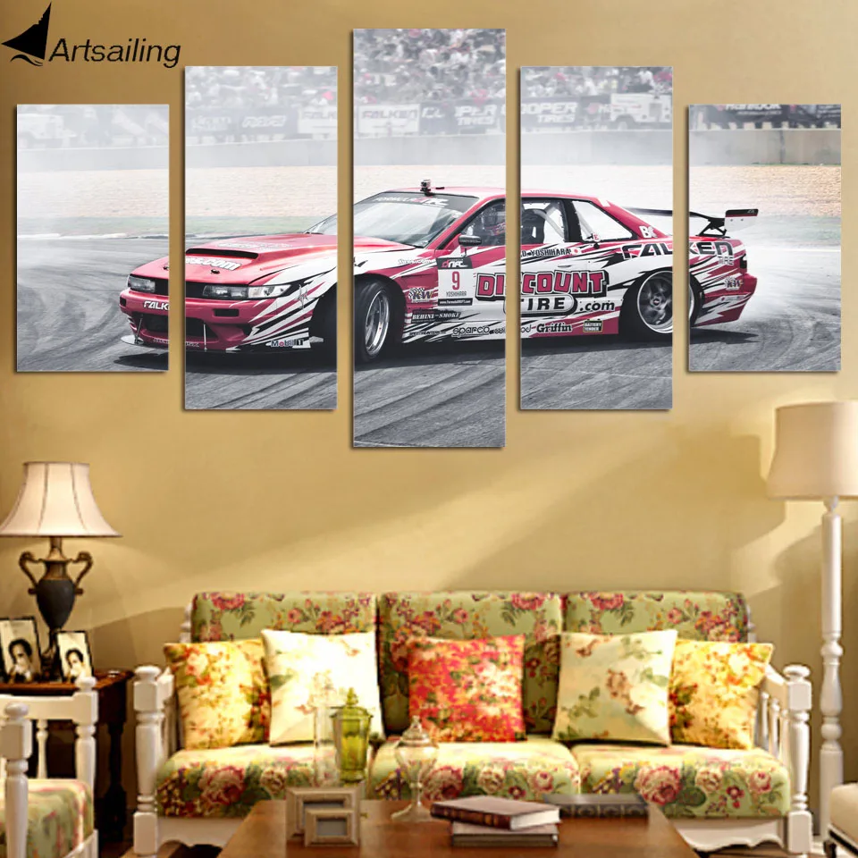 5 Piece HD Printed Canvas Art NISSAN 240SX Painting Wall Pictures for Living Room Frame Posters Free shipping XA1210 | Дом и сад