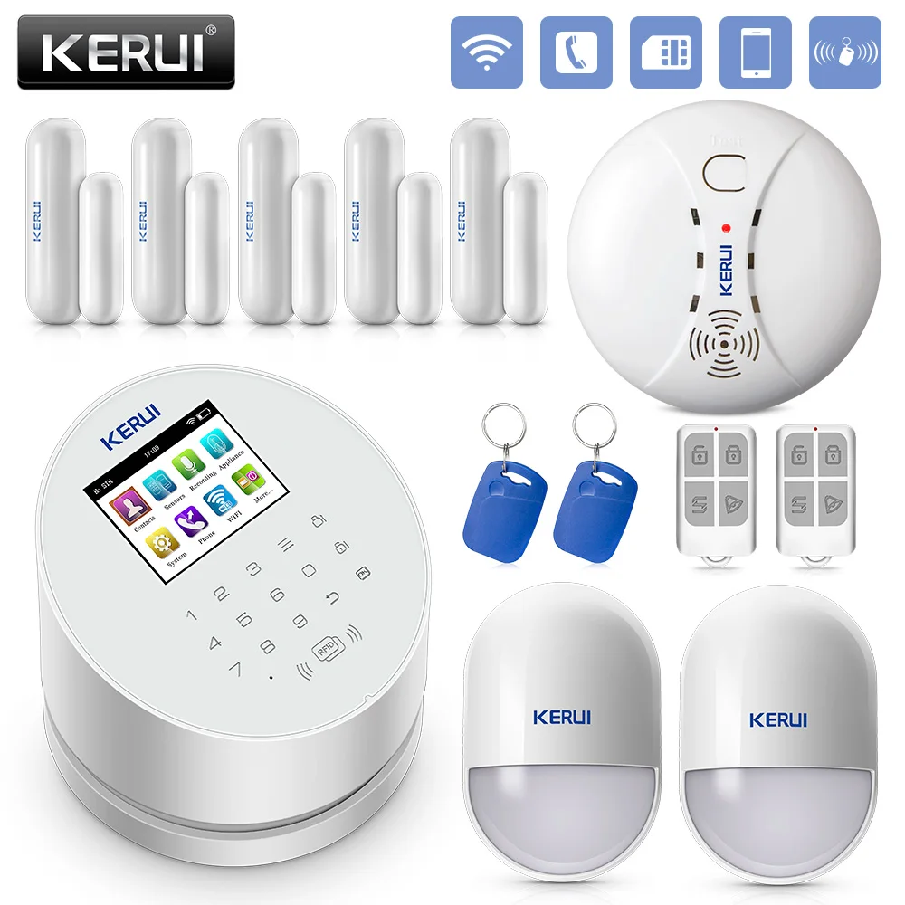 Система охранной сигнализации KERUI W2 2 4 дюйма WIFI GSM PSTN RFID карта детектор движения