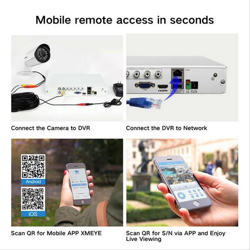 H. view 720 P система видеонаблюдения комплект 4ch cctv безопасности 4 шт. ик открытый