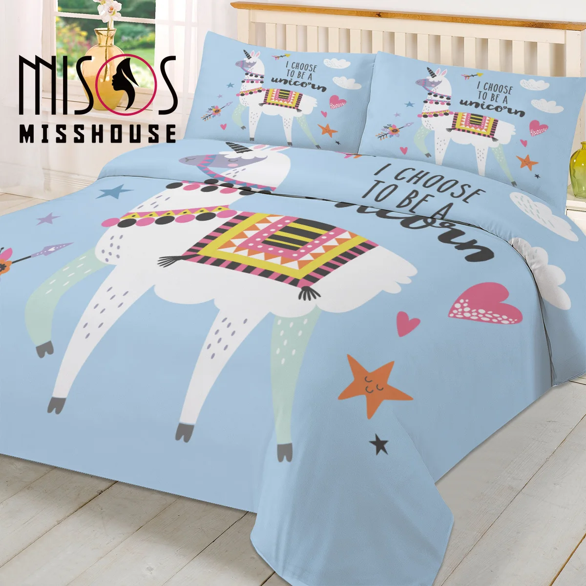 Озорные постельные принадлежности лама мультфильм милый домашний текстиль 3 шт