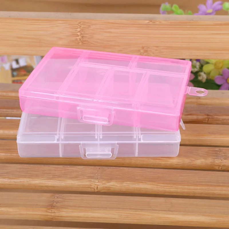 

Transparent 6 Compartment Storage Box Plastic Necklace Jewelry Storages Boxes Case Beads Pill Organizer Container Hot Sale #763