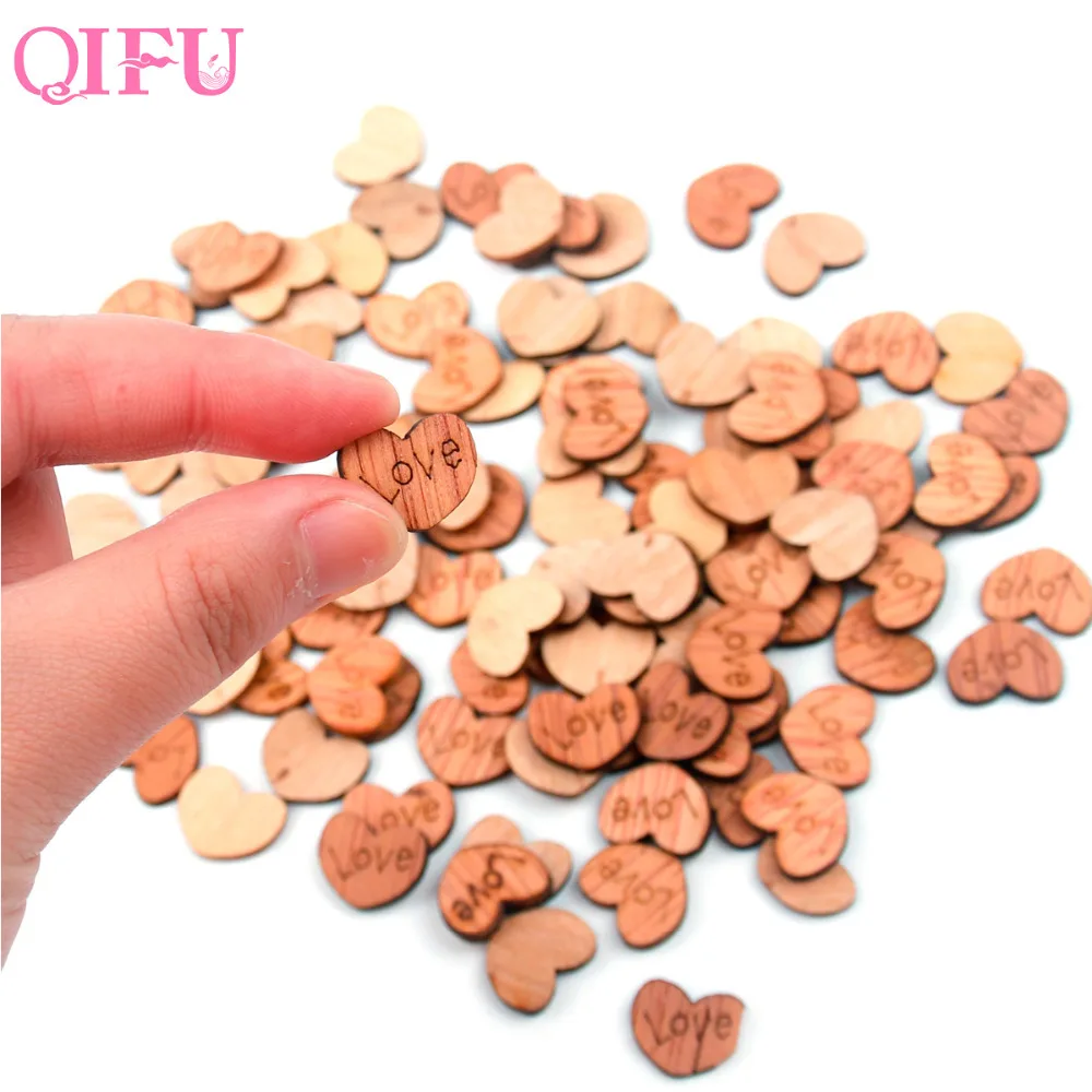QIFU 50 100 шт. деревянные палочки в форме сердца лазерная резка подвесное украшение