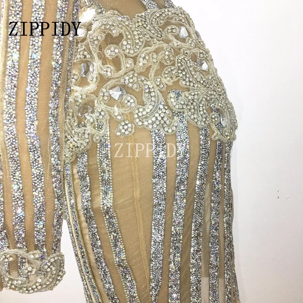 Стиль Роскошные блестящие пояс с кристаллами платье Bling серебряные стразы Для женщин костюм День Рождения Праздновать певица этап одежда платья