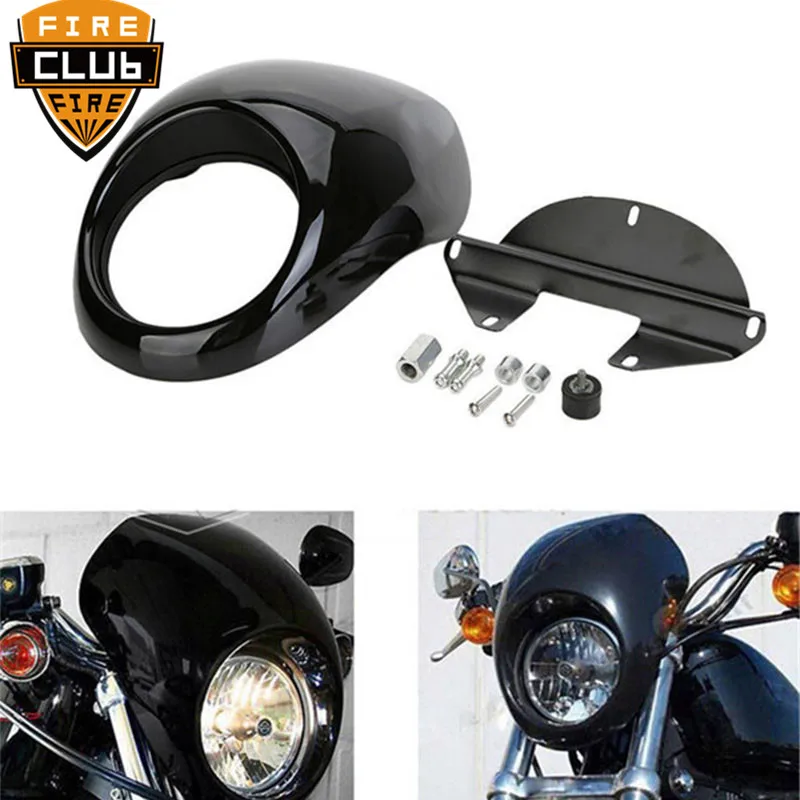 Матовый черный обтекатель фар для Harley 883 48 1200 Передняя Вилка Крепление Dyna Sportster XLCH передний хомут Вилка Крепление для мотоциклов Часть