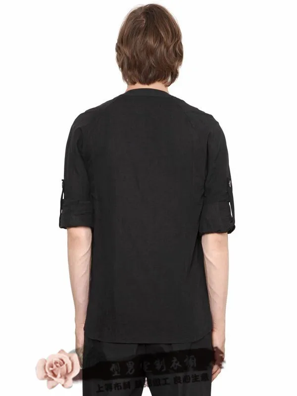 Женская! 2018 модная мужская двубортная жидкая рубашка с коротким рукавом Тонкая