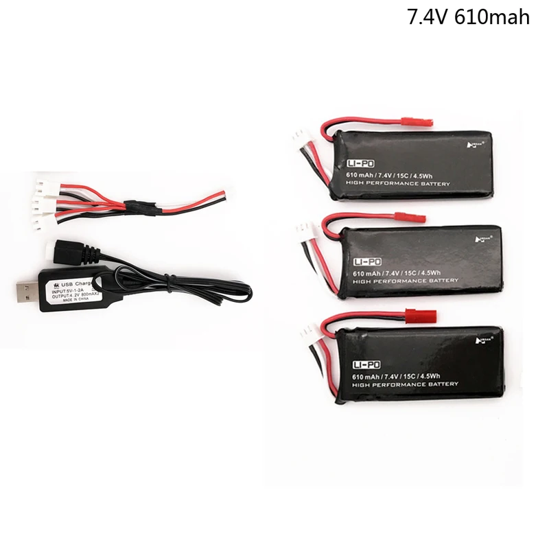 7,4 V 610mAh lipo батарея 15C 4.5WH батарея для Hubsan X4 H502S H502E H216A с зарядным устройством для радиоуправляемого квадрокоптера дрона части 7,4 V - Цвет: Цвет: желтый