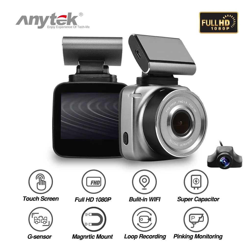 Anytek Q2 новейший Автомобильный видеорегистратор радар детектор FHD 1296 P Wi Fi видео
