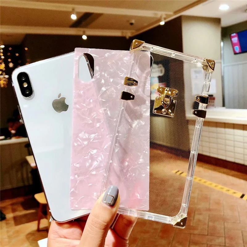 Роскошный прозрачный чехол для телефона iPhone X XS Max XR квадратный женский