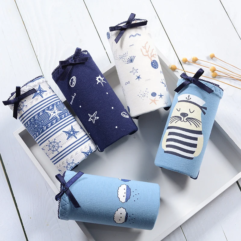 5 шт./партия женское нижнее белье трусики милое удобное хлопковое дышащее милая